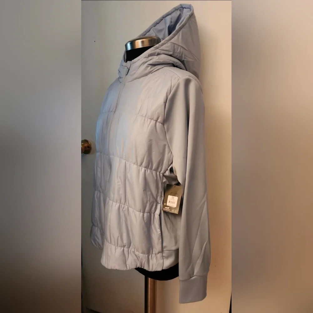 Womens Avia SkyBlue Quilted Jogger Athletic Light weight Coat Jacket Hooded - Picture 4 of 11